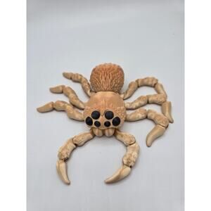 3D Printed Gold/Tan Tarantula w/Poseable, Articulated/Flexible Joints+Tree Stand